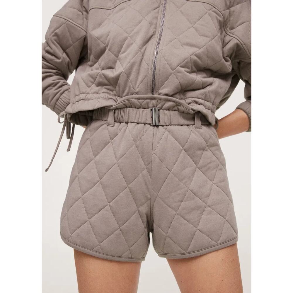 NWT mango dk lilac sz M quilted double layer soft belted shorts lounge casual